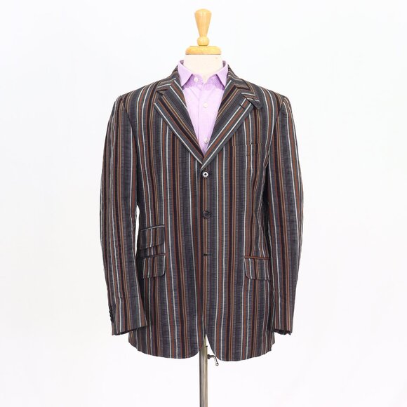 ETRO 44R Gray Blazer Sport Coat Jacket 3-Button Stripe T361 - Picture 1 of 11